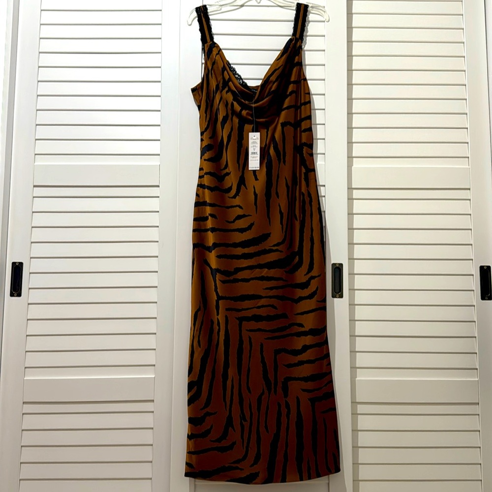 White House Black Market satin slip dress, lined, maxi, size S, NWT